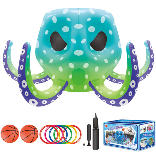 Octopus Pool Toys, Inflatable Basketball Hoop| Ring Toss Game for Indoor Outdoor Play, Cool Summer Toys for Ages 3 4 5 6 7 8 Year Old Boys Girls Adults Family Party Gift