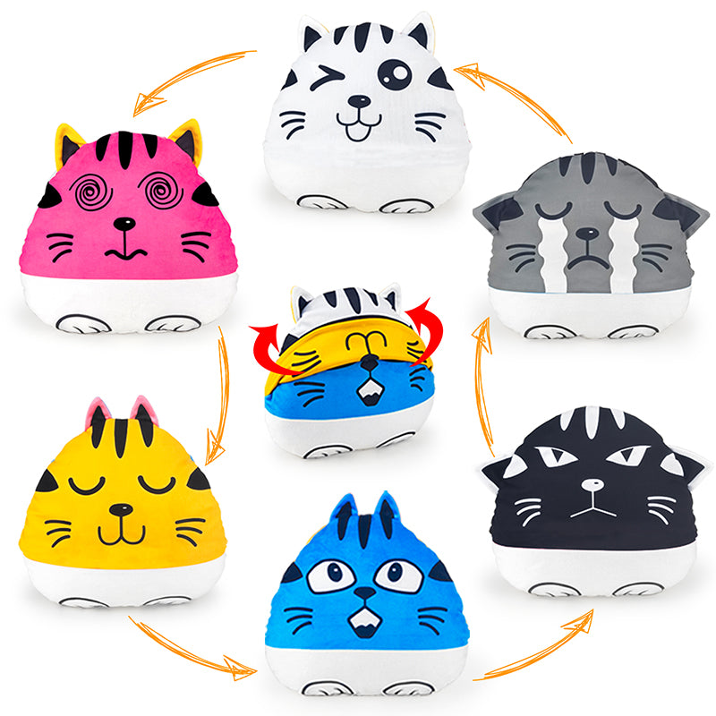 The Original Six Faces Cat Plushie Toys- Sensory Fidget Toy for Stress Relief- A Soft Stuffed Animal Plush Toy That Understands Your Kid's Mood Better!