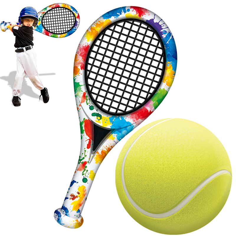 Inflatable Tennis Racket for Toddler,Fun Large Tennis Set for Kids Adults, Tennis Set Including 2 Shuttlecocks,1 Tennis Balls