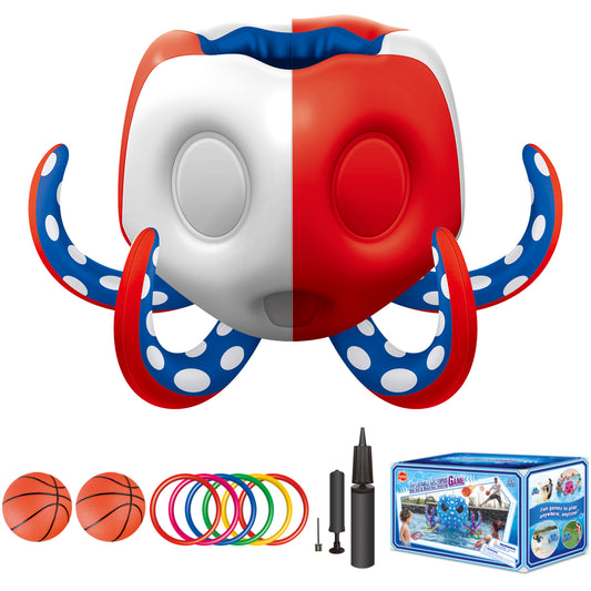 Octopus Pool Toys, Inflatable Basketball Hoop| Ring Toss Game for Indoor Outdoor Play, Cool Summer Toys for Ages 3 4 5 6 7 8 Year Old Boys Girls Adults Family Party Gift