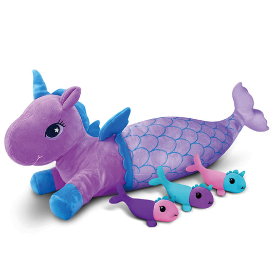 4 Pieces Unicorn Toys for Girls,1 Mommy Unicorn with 3 Babies,Unicorn Stuffed Animals Gifts for Girls 3 4 5 6 7 8 9 Years,Soft Plush Unicorn Toys with Mermaid Tail