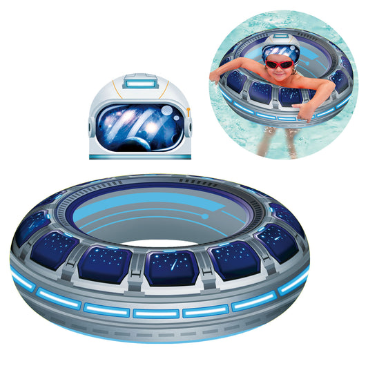 Inflatable Pool Floats Kids - 2 Pack Floaties Pool Tubes Swim Rings with Swimming Cap Ship Water Inflatable Pool Toys Float for Swimming Pool Party Lake Beach Adults