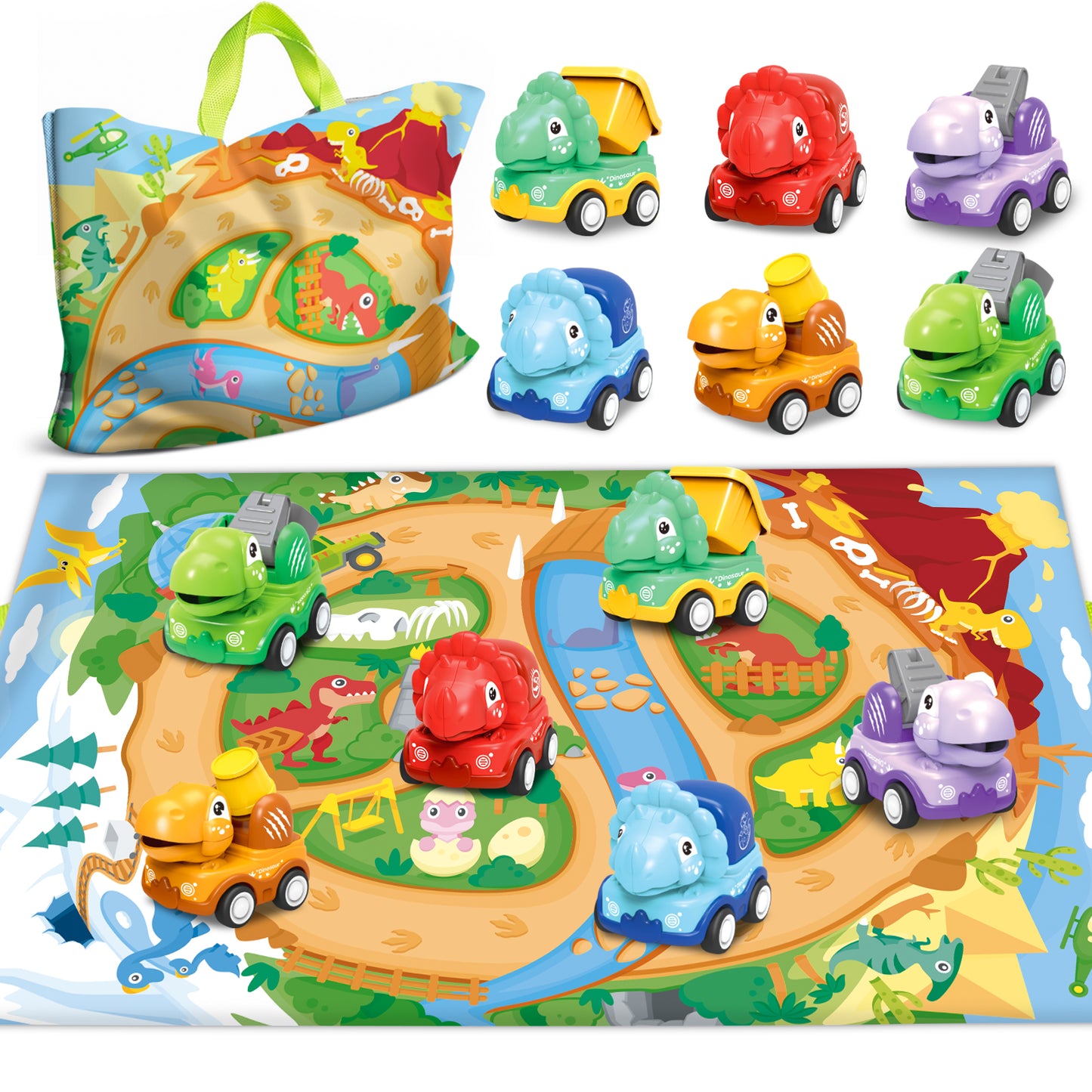 Baby Truck Car Toys with Playmat/Storage Bag, Baby Toys 12-18 Months|Toys for 1 2 3 Year Girl Boy| Baby Construction Vehicles 1st Birthday Gift Educational Toys for Infants Toddlers