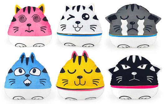 The Original Six Faces Cat Plushie Toys- Sensory Fidget Toy for Stress Relief- A Soft Stuffed Animal Plush Toy That Understands Your Kid's Mood Better!