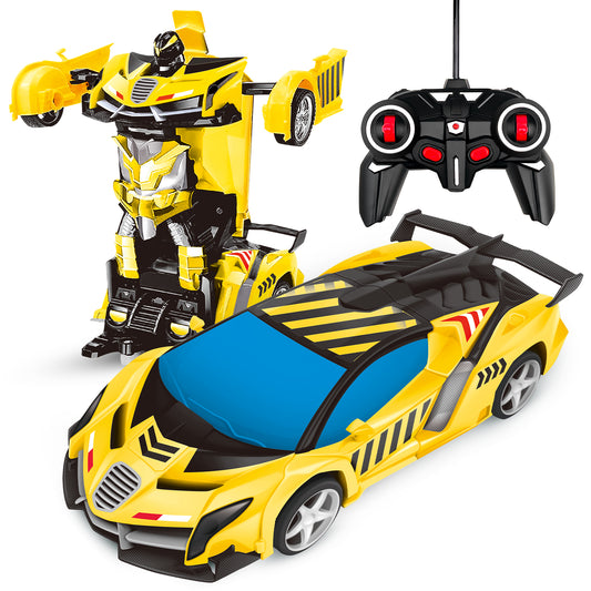 Remote Control Car Transform Car Robot Toy for Kids,1:18 Scale High Speed RC Cars Racing Car with 360°Rotating for Boys 3 4 5 6 7 8 9 Years Old Birthday-Yellow