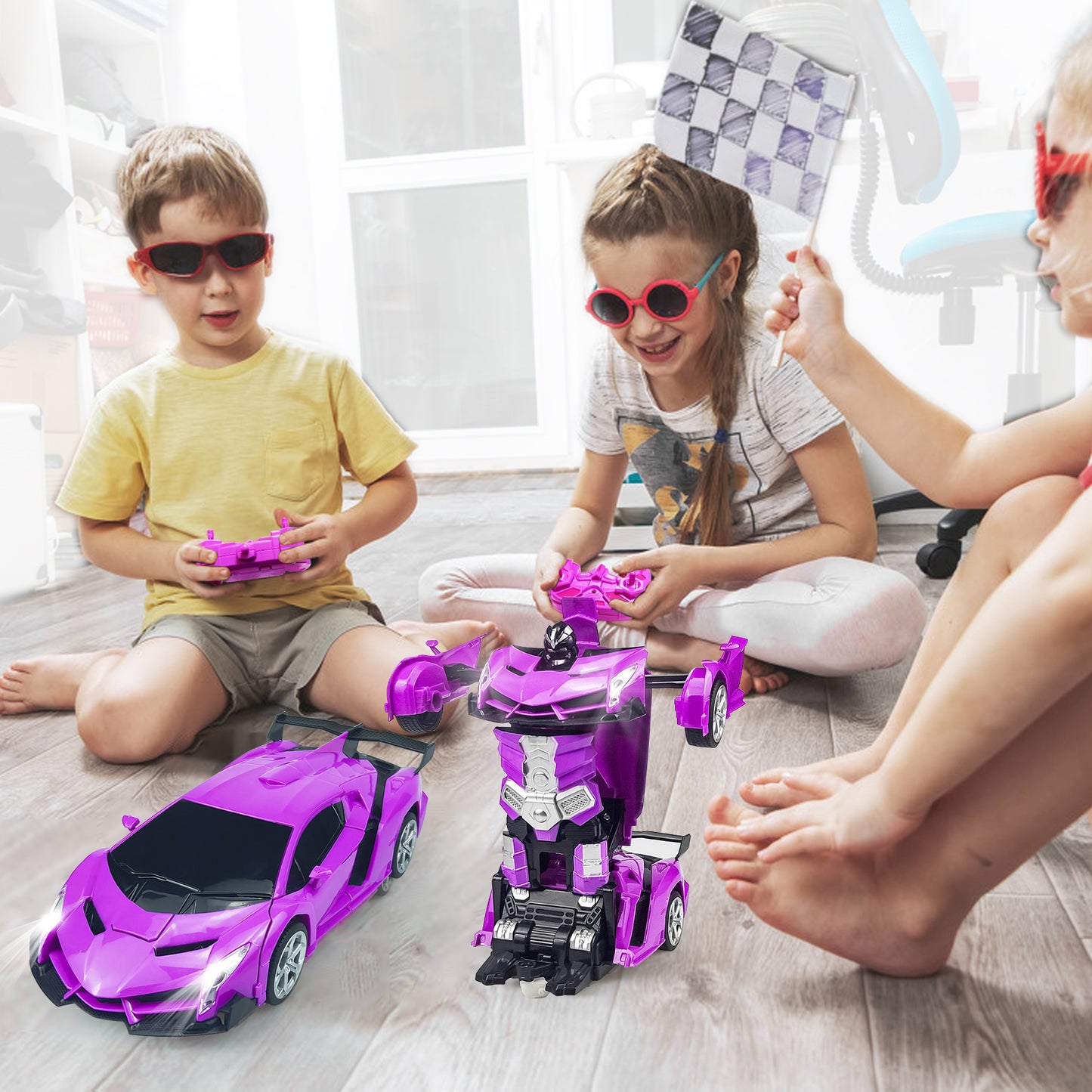 Remote Control Car Transform Car Robot Toy for Girls Kids,1:18 Scale High Speed RC Cars Racing Car with 360°Rotating for Boys 3 4 5 6 7 8 9 Years Old Birthday-Purple