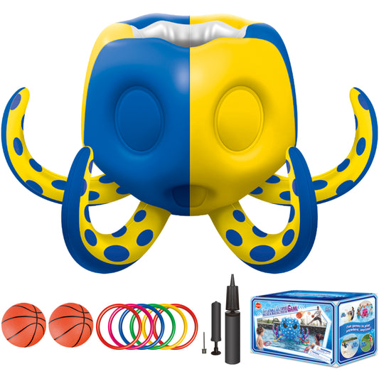 Octopus Pool Toys, Inflatable Basketball Hoop| Ring Toss Game for Indoor Outdoor Play, Cool Summer Toys for Ages 3 4 5 6 7 8 Year Old Boys Girls Adults Family Party Gift