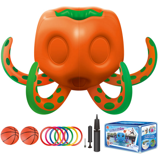 Octopus Pool Toys, Inflatable Basketball Hoop| Ring Toss Game for Indoor Outdoor Play, Cool Summer Toys for Ages 3 4 5 6 7 8 Year Old Boys Girls Adults Family Party Gift