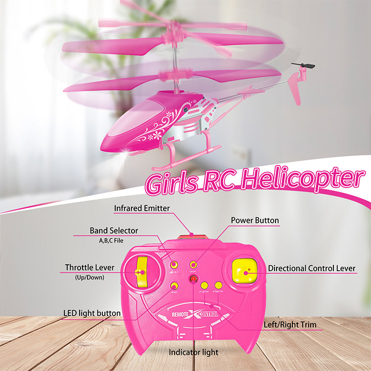 "Remote Control Helicopter for Kids| Toys for Ages 5-7 8-10| Rc Helicopter Toys w/t LED Lights, 3.5 Channel, Gyro Stabilizer, Altitude Hold, 2.4GHz Helicopter Toys for Beginner Boys Girls Indoor- Pink "