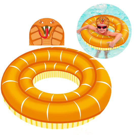 Inflatable Pool Floats Kids - 2 Pack Floaties Pool Tubes Swim Rings with Swimming Cap Snake Water Inflatable Pool Toys Float for Swimming Pool Party Lake Beach Adults