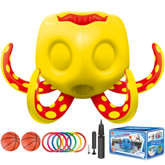 Octopus Pool Toys, Inflatable Basketball Hoop| Ring Toss Game for Indoor Outdoor Play, Cool Summer Toys for Ages 3 4 5 6 7 8 Year Old Boys Girls Adults Family Party Gift