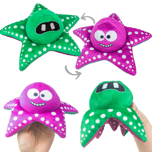 Reversible Plushie | Reversible Octopus Friends Starfish & Crab Stuffed Animal Plush Toys- Purple/Green/Pink/Red | Mood Plush Toys Copyright 2022 News (Starfish)