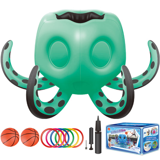 Octopus Pool Toys, Inflatable Basketball Hoop| Ring Toss Game for Indoor Outdoor Play, Cool Summer Toys for Ages 3 4 5 6 7 8 Year Old Boys Girls Adults Family Party Gift