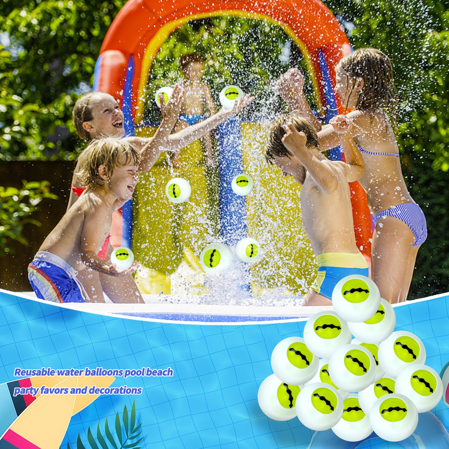 Reusable Water Balls, Reusable Water Balloons for Outdoor Toys and Games, Water Toys for Kids and Adults Boys and Girls - Summer Toys Ball for Pool and Backyard Fun