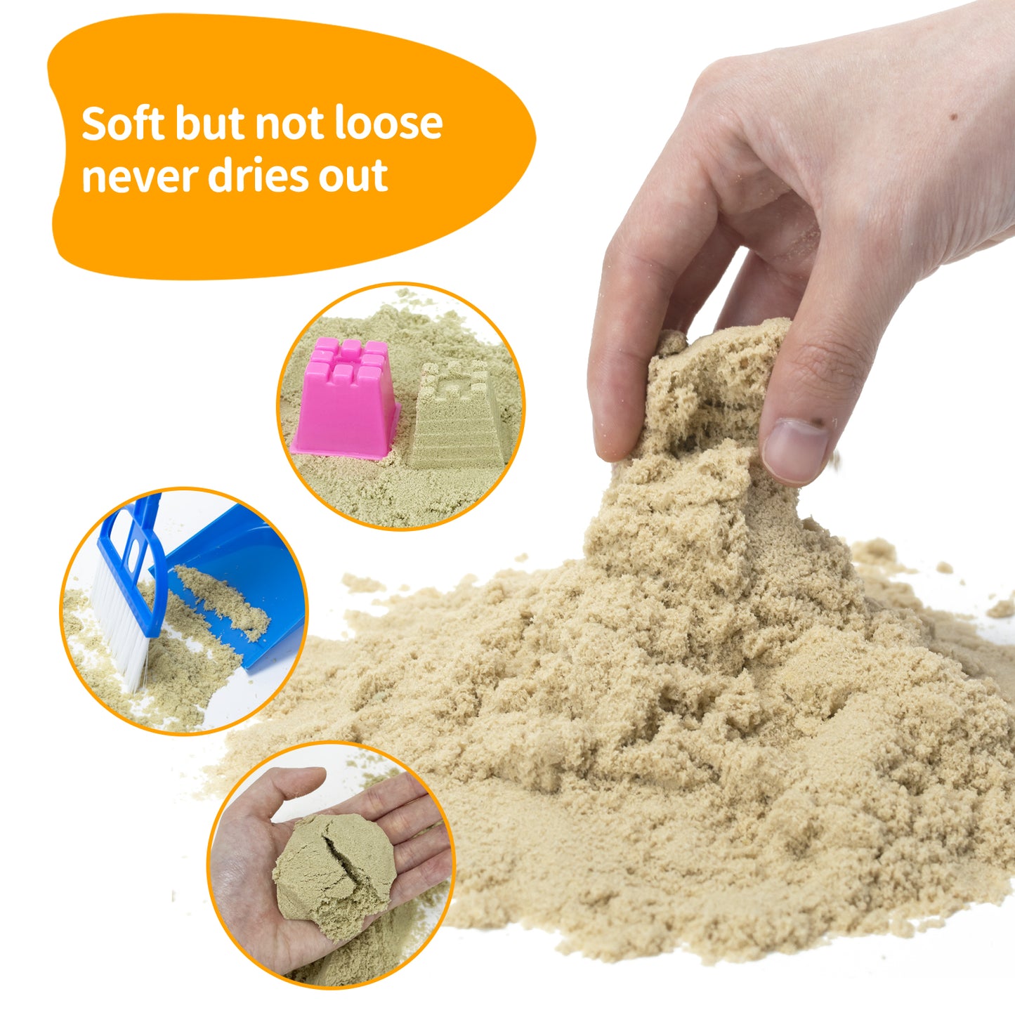 Construction Sand Toys, Kids Play Sand Kit Included 2.2lbs Magic Sand, Crane, 6 Construction Vehicles, 8 Signs, 12 Molds, Beach Building Sand Castle Sensory Bin Toy for Toddlers Boys