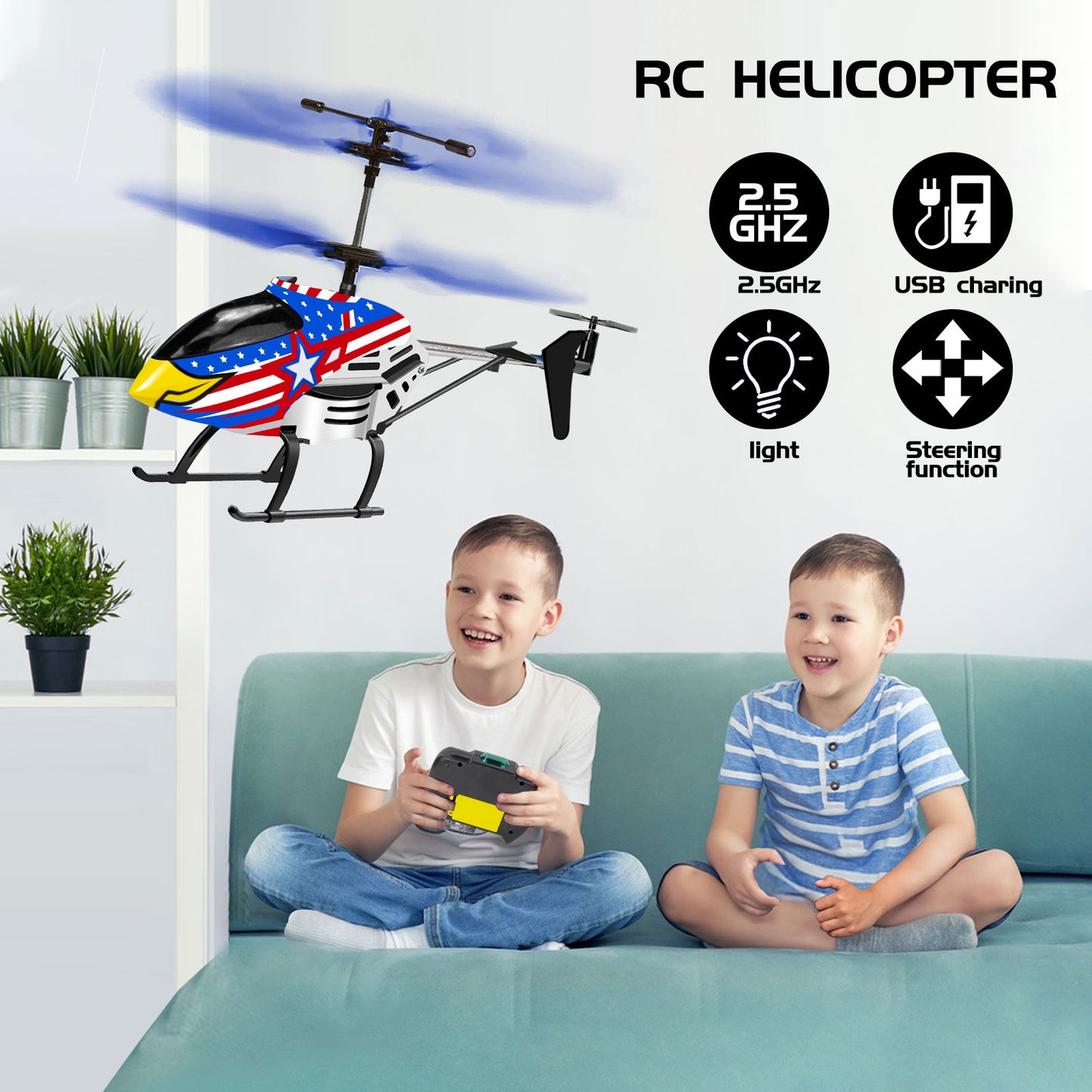 "YongnKids Remote Control Helicopter for Kids| Rc Helicopter Toys w/t LED Lights, 3.5 Channel, Gyro Stabilizer, Altitude Hold, 2.4GHz Helicopter Toys for Beginner Boys Girls Indoor- Eagle "
