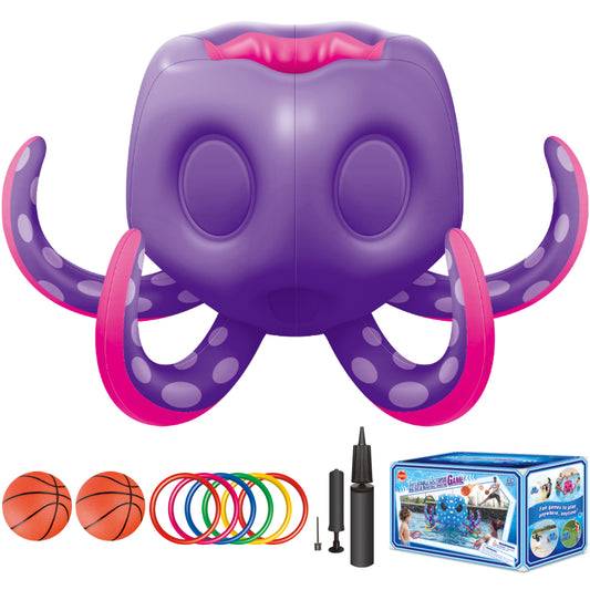 Octopus Pool Toys, Inflatable Basketball Hoop| Ring Toss Game for Indoor Outdoor Play, Cool Summer Toys for Ages 3 4 5 6 7 8 Year Old Boys Girls Adults Family Party Gift