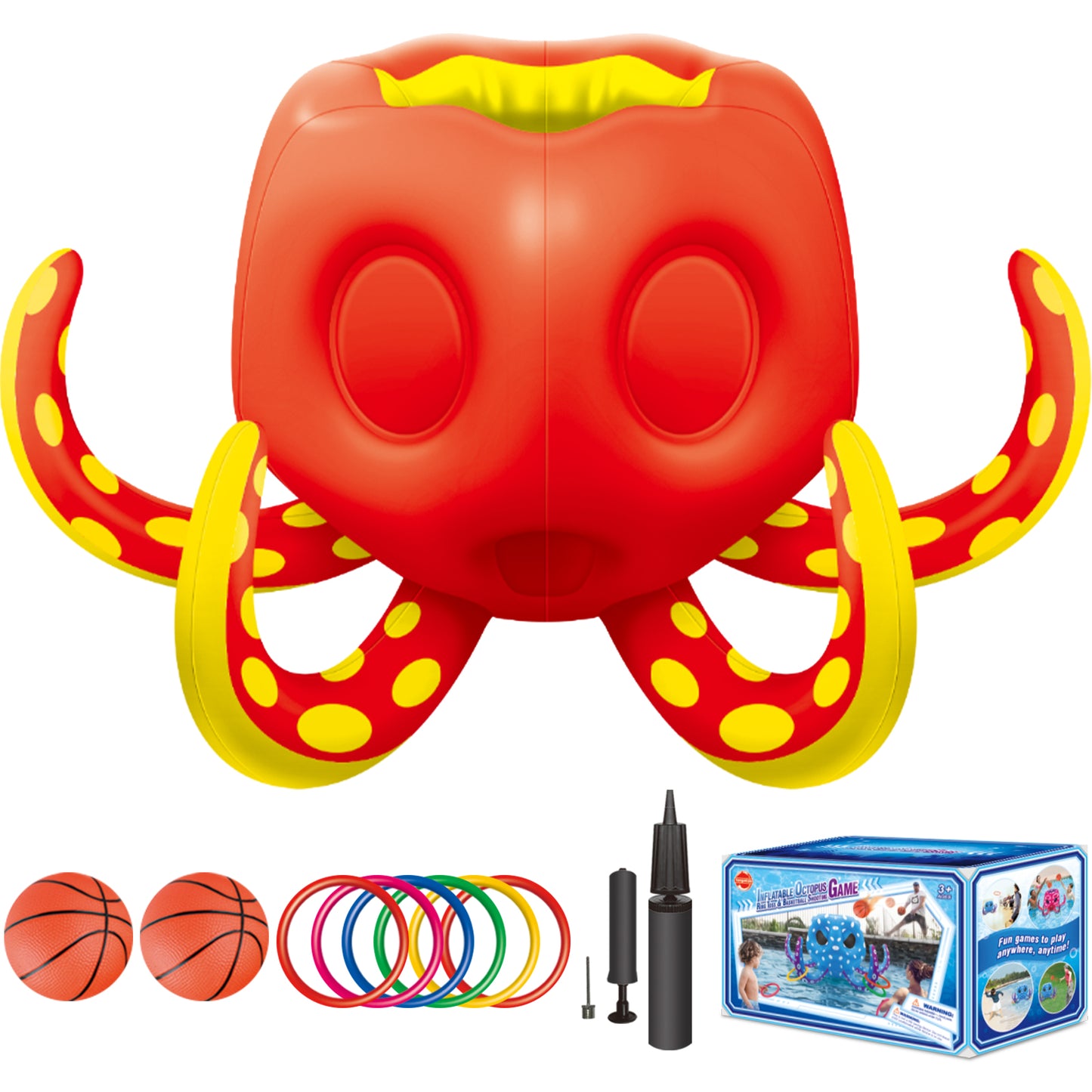 Octopus Pool Toys, Inflatable Basketball Hoop| Ring Toss Game for Indoor Outdoor Play, Cool Summer Toys for Ages 3 4 5 6 7 8 Year Old Boys Girls Adults Family Party Gift