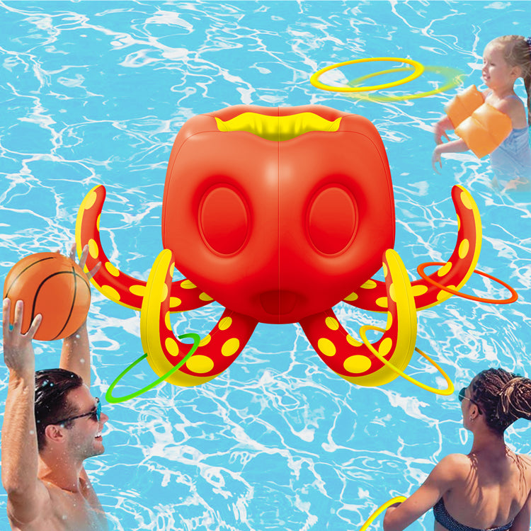 Octopus Pool Toys, Inflatable Basketball Hoop| Ring Toss Game for Indoor Outdoor Play, Cool Summer Toys for Ages 3 4 5 6 7 8 Year Old Boys Girls Adults Family Party Gift