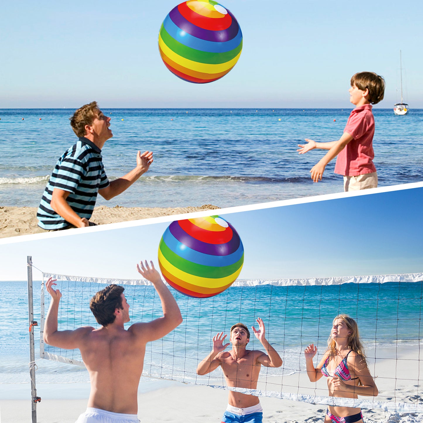 "Beach Ball- Big Inflatable Sports Ball Pool Toys Rainbow Beachball 26 inch, Outdoor Pool Balls for Kids and Adults Summer Water Toys Beach Pool Party Decorations 21"" After Inflated "