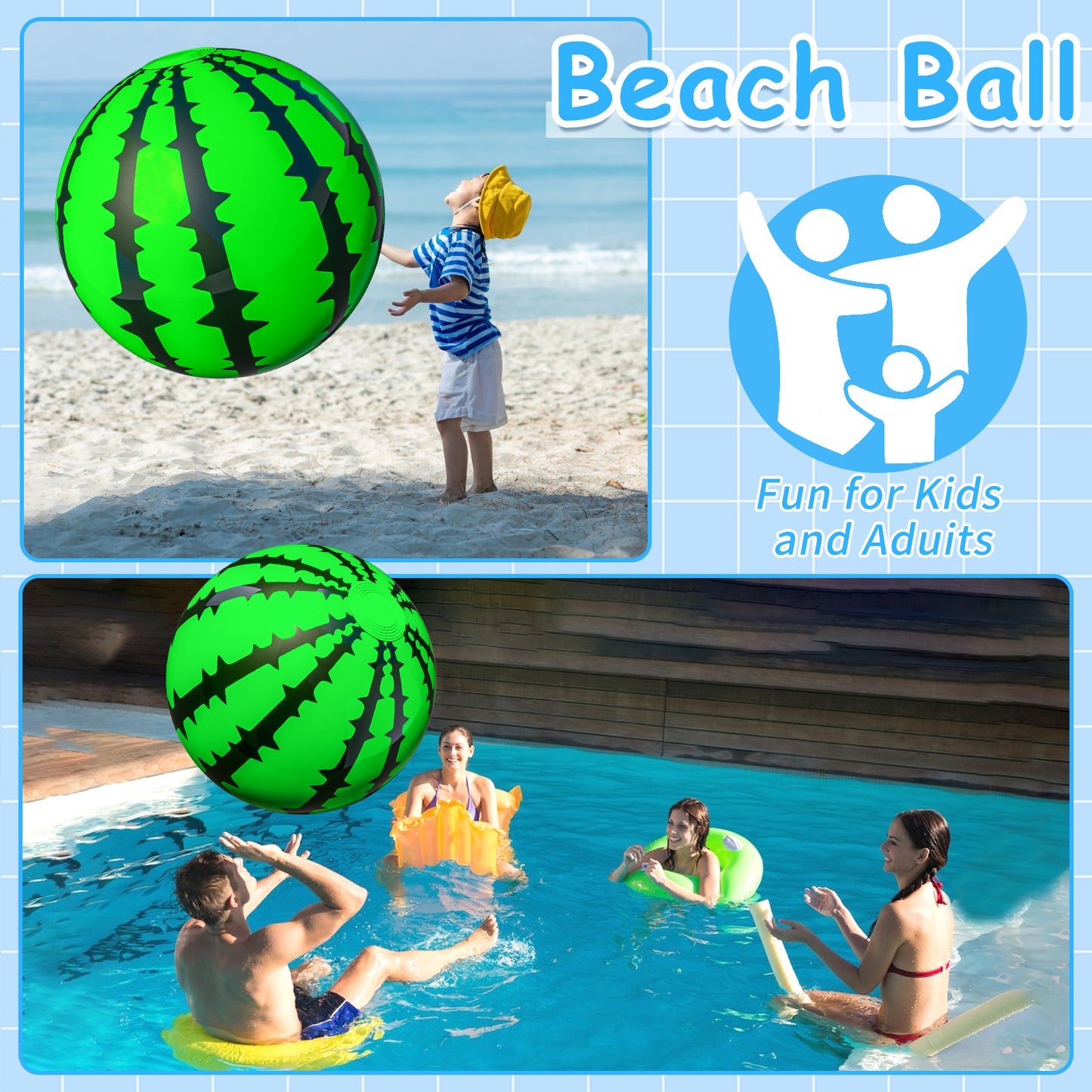 "Beach Ball- Big Inflatable Sports Ball Pool Toys Rainbow Beachball 26 inch, Outdoor Pool Balls for Kids and Adults Summer Water Toys Beach Pool Party Decorations 21"" After Inflated "