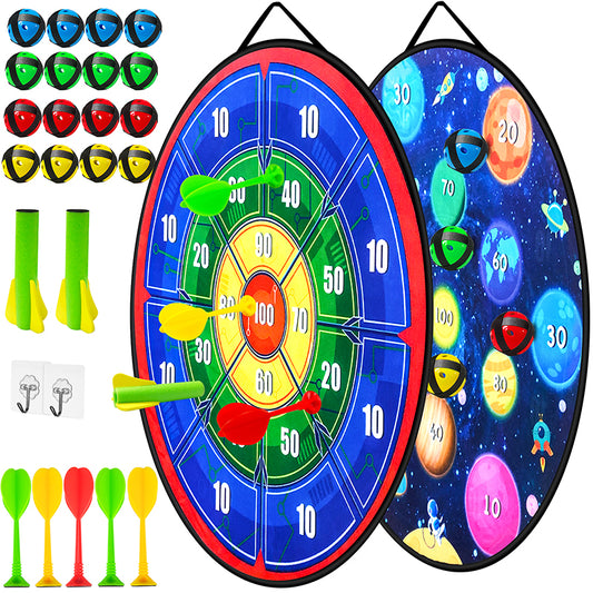 29'' Large Dart Board for Kids, Boys Toys Double Sided Dartboards with 16 Velcro Sticky Balls and 5 Darts, Indoor Outdoor Party Games Toys Gifts for 3 4 5 6 7 8 9 10 11 12 Year Old Boys Girls