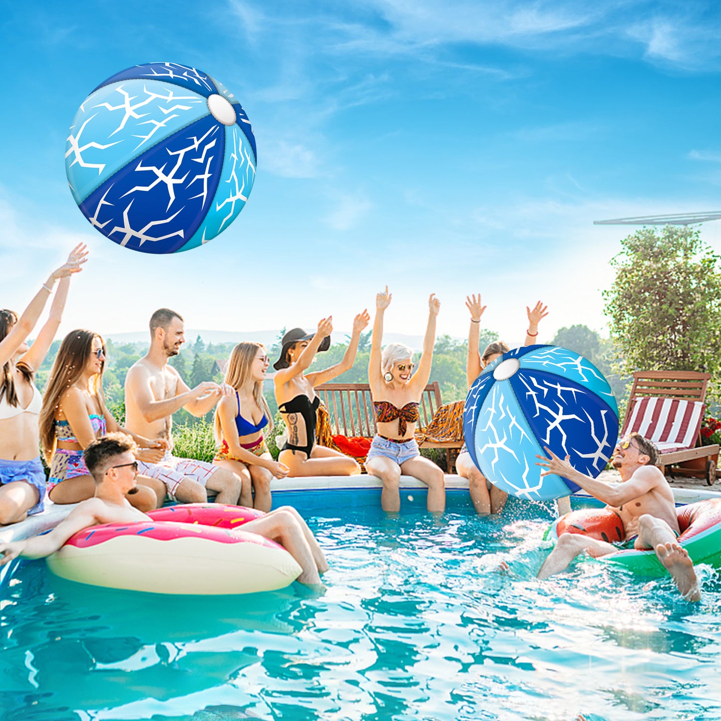 "Beach Ball- Big Inflatable Sports Ball Pool Toys Rainbow Beachball 26 inch, Outdoor Pool Balls for Kids and Adults Summer Water Toys Beach Pool Party Decorations 21"" After Inflated "