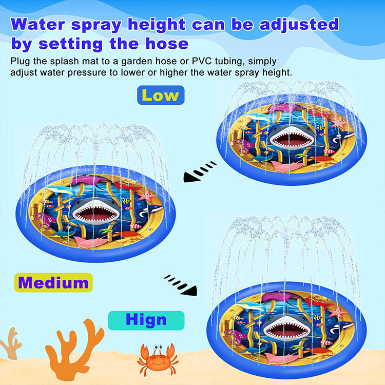 PVC inflatable shark spray mat childrens outdoor paddling bath pool grass beach toys