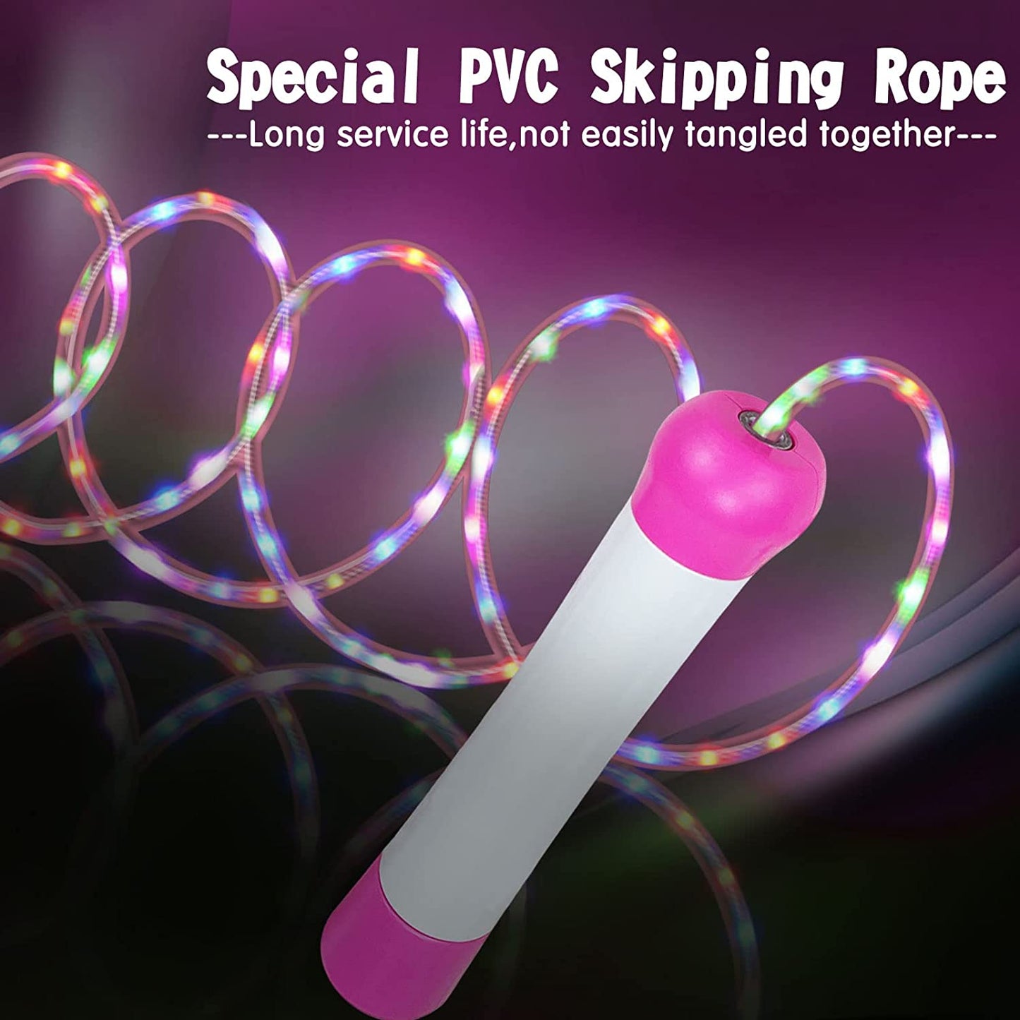 Led Jump Rope for Girls Kids - Flashing Colorful Exercise Jump rope Light Up Luminous Adjustable Skipping Ropes for Girls Boys Women Fitness Weight Loss