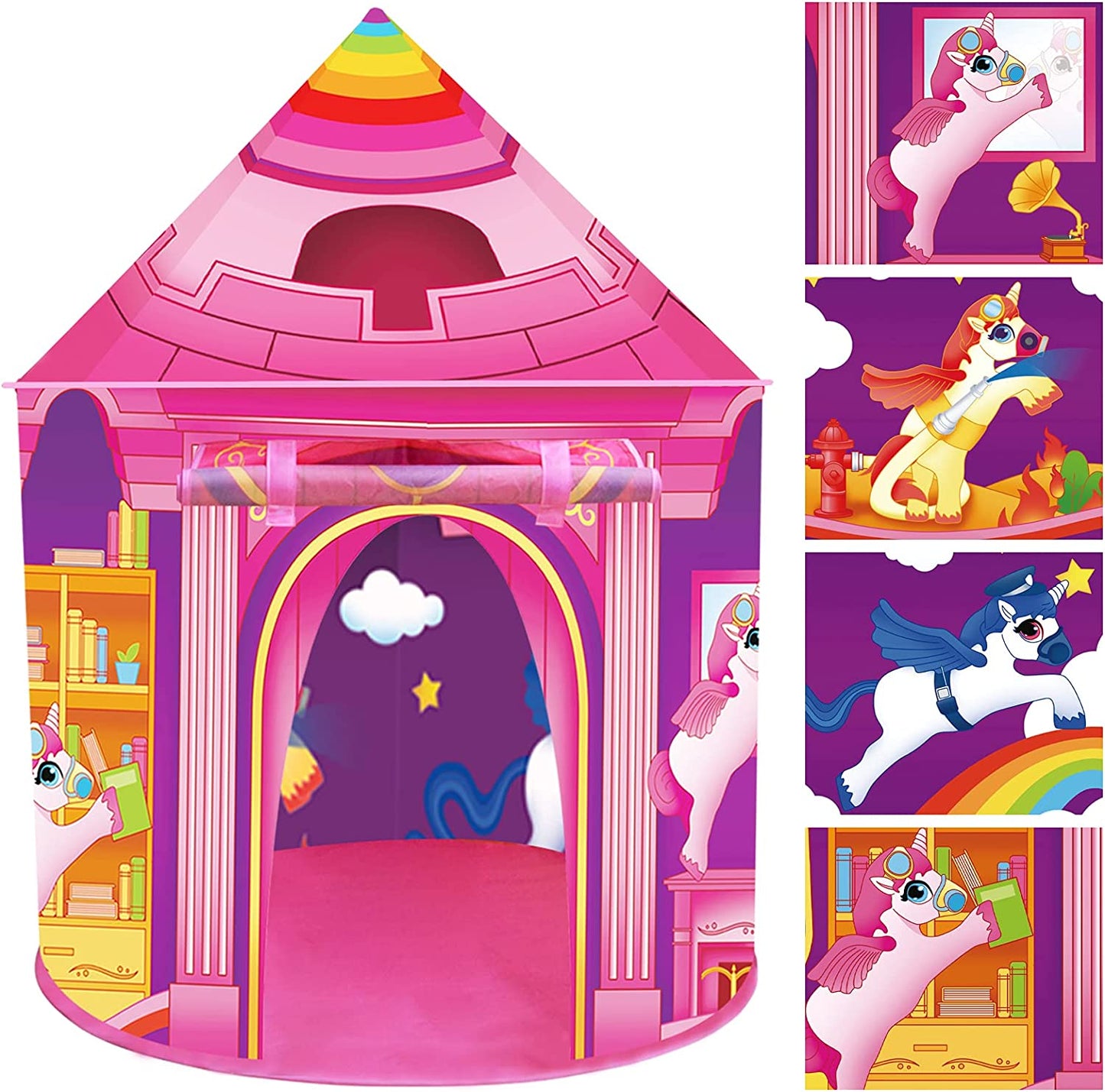 Princess Tent Girls Unicorn Large Playhouse Kids Castle Play Tent with Star Lights Gift Toy for Children Indoor and Outdoor Games