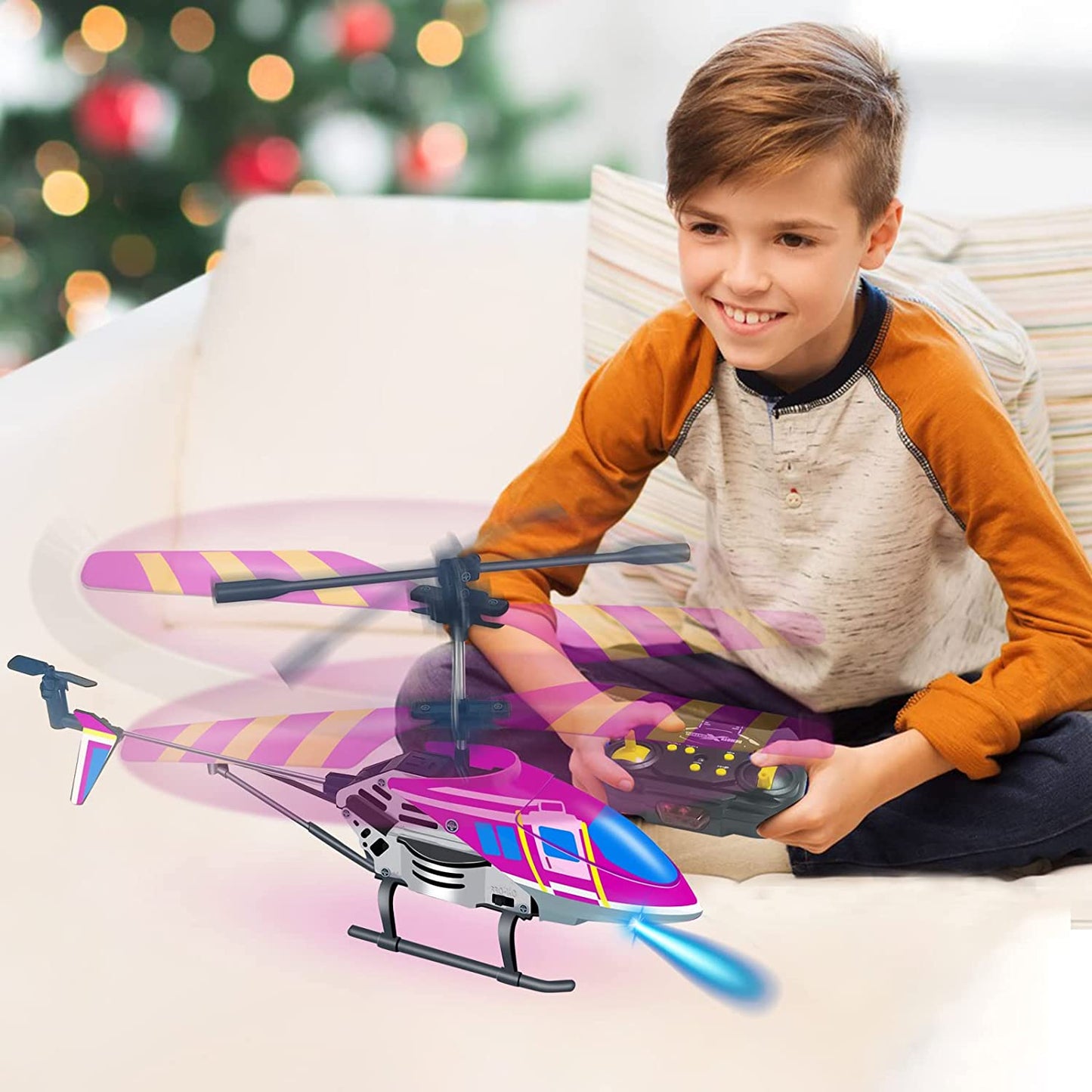 2.4 GHz 3.5 Channel Rc Helicopter Toy with Gyro & LED Light, Perfect Indoor Flying Toy (Purple)