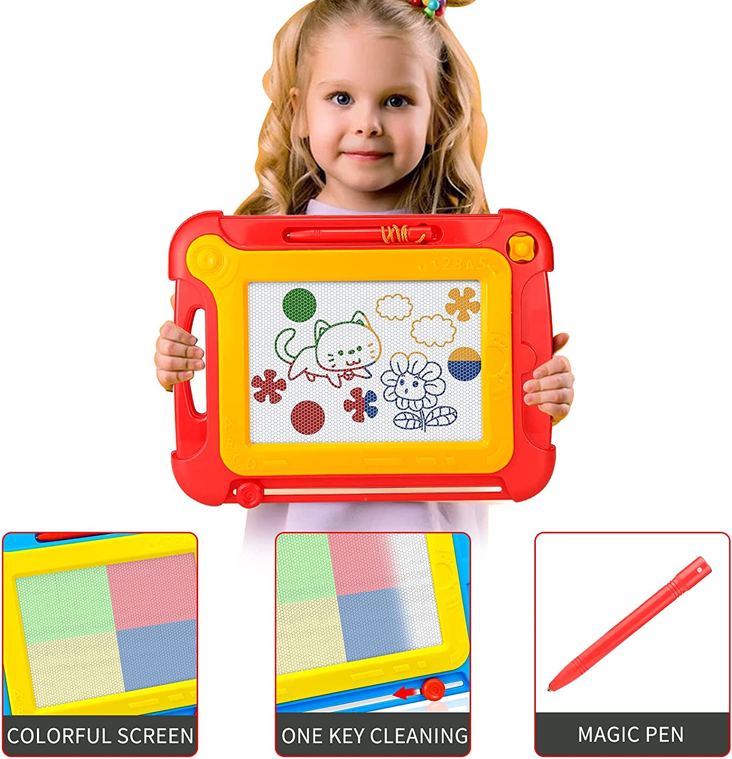 Magnetic Drawing Board Magna Kids Doodle Board,Toddler Toys for Girls Boys  3 4 5 6 7 Year Old,Large Etch A Gifts Sketch Board Colorful Magnet Erasable