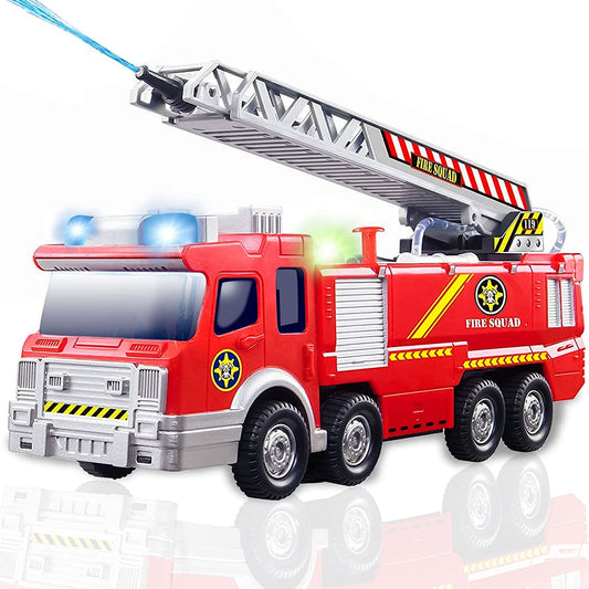 YongnKids Electronic Power Fire Truck Car Toy for Toddlers Kids Boys Girls Birthday Realistic Firetruck Toy with Water Shooting & Lights & Sounds & Extending Ladder Functions