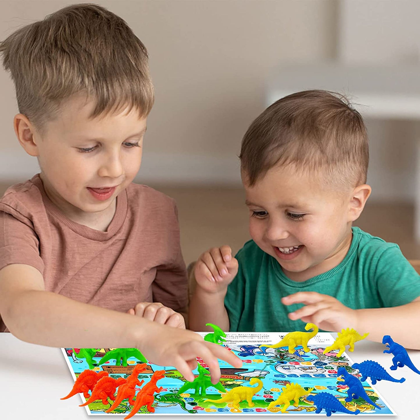 Blooming lilies Dinosuar Toys Flying Chess Travel Playset for 3 4 5 6 Years olds Boys Girls Kids - with Solid Dinosaurs Figures and Park Map,Great Board Game Adults