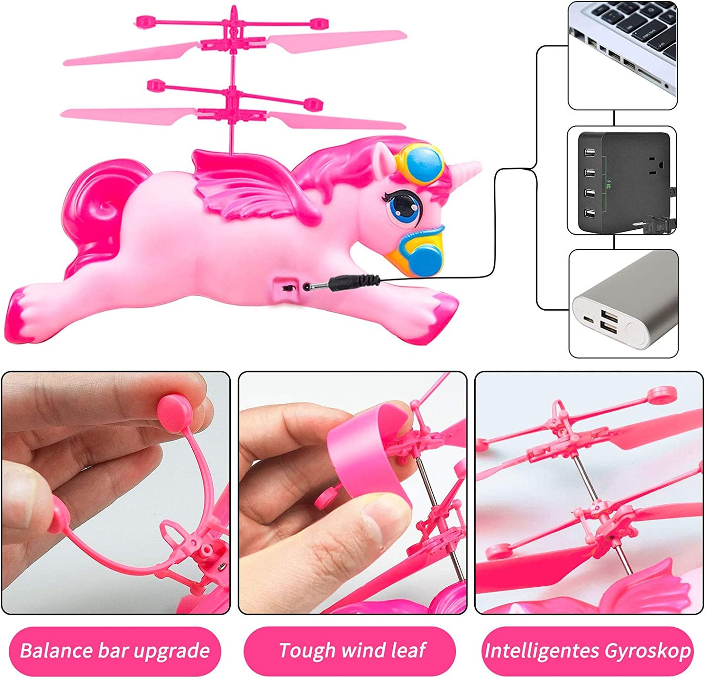 Unicorn Toys for Girls Age 4-6 7 8 9 Teens Birthday, Remote Control Helicopter Unicorn Drone Toys for Beginner Kids Indoor Outdoor Play Unicorn Party Favors's Star