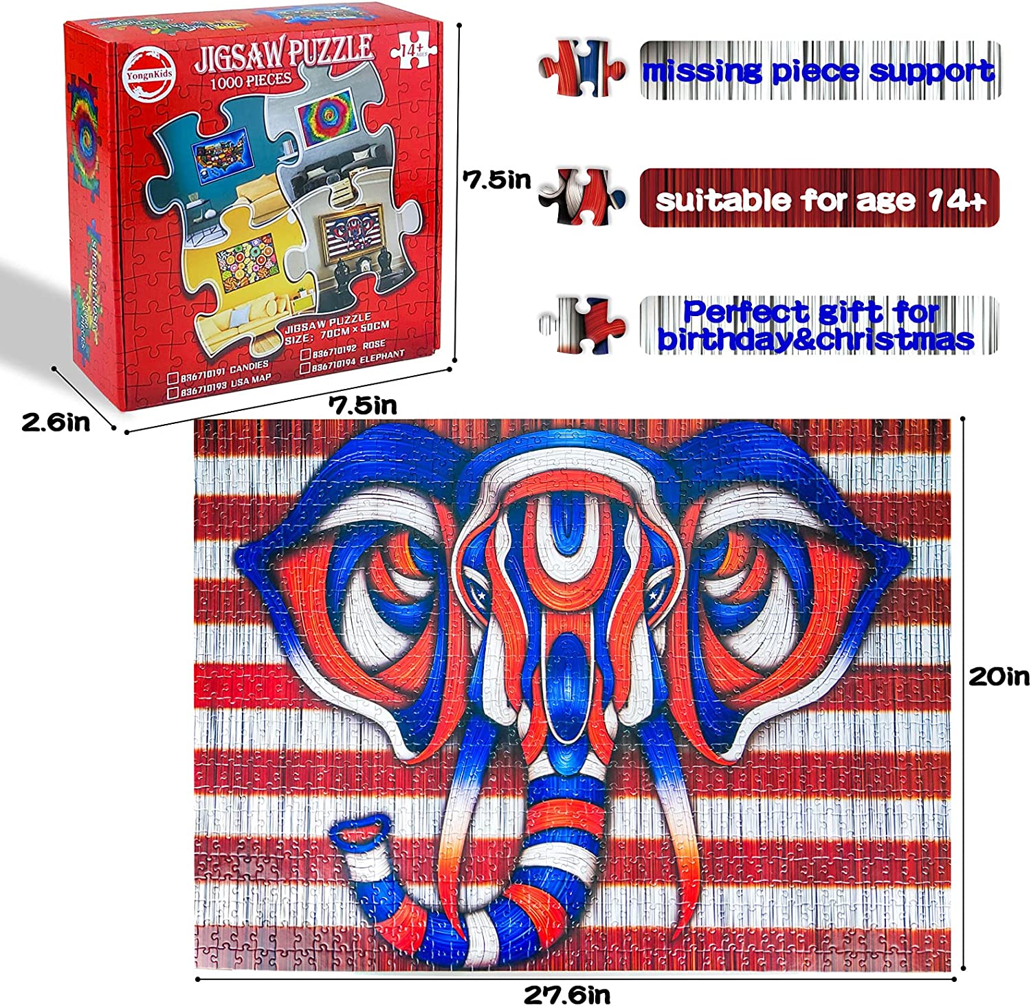 Nander 1000 Pieces Jigsaw Puzzles Toys Skull Motorcycle American Flag  Intellectual Educational Decompressing Puzzle Toy for Kids/Adults Birthday  Gift