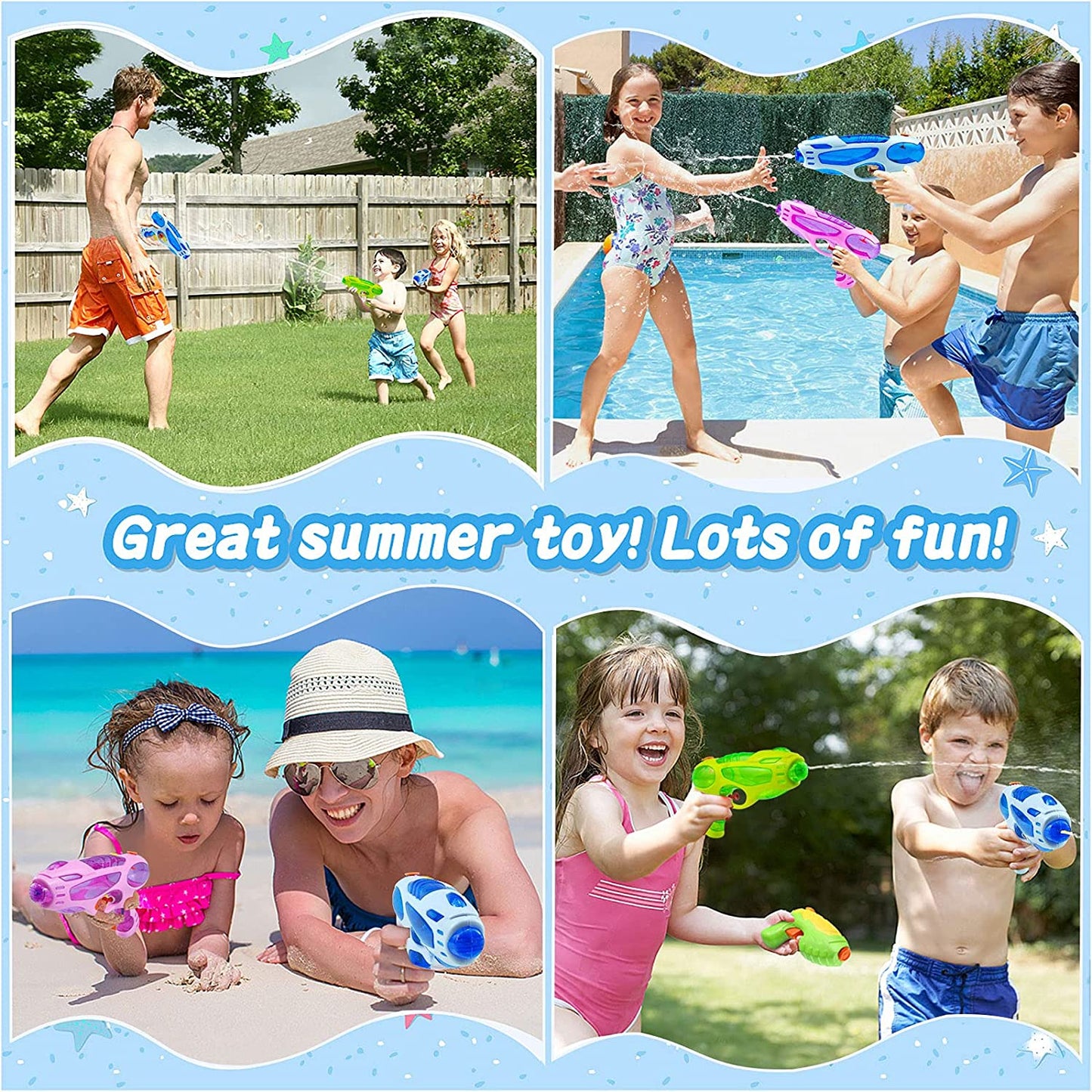 6 Pack Water Guns for Kids Adults Super Squirt Guns Water Pistol Toy for Boys Girls , 220CC Water Gun for Summer Party Outdoor Activties Swimming Pool Beach Sand Water Toys Water Fighting Play Toys