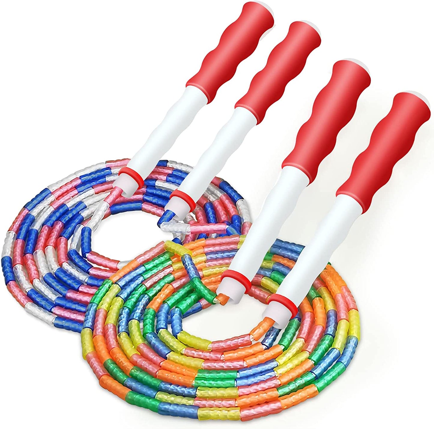 Jump Rope | Soft Beaded Jump Rope & Skipping Rope & Speed Rope adjustable for Kids Toddler Boys Girls Women Fitness Training Workout, 9 Feet 2 Pack