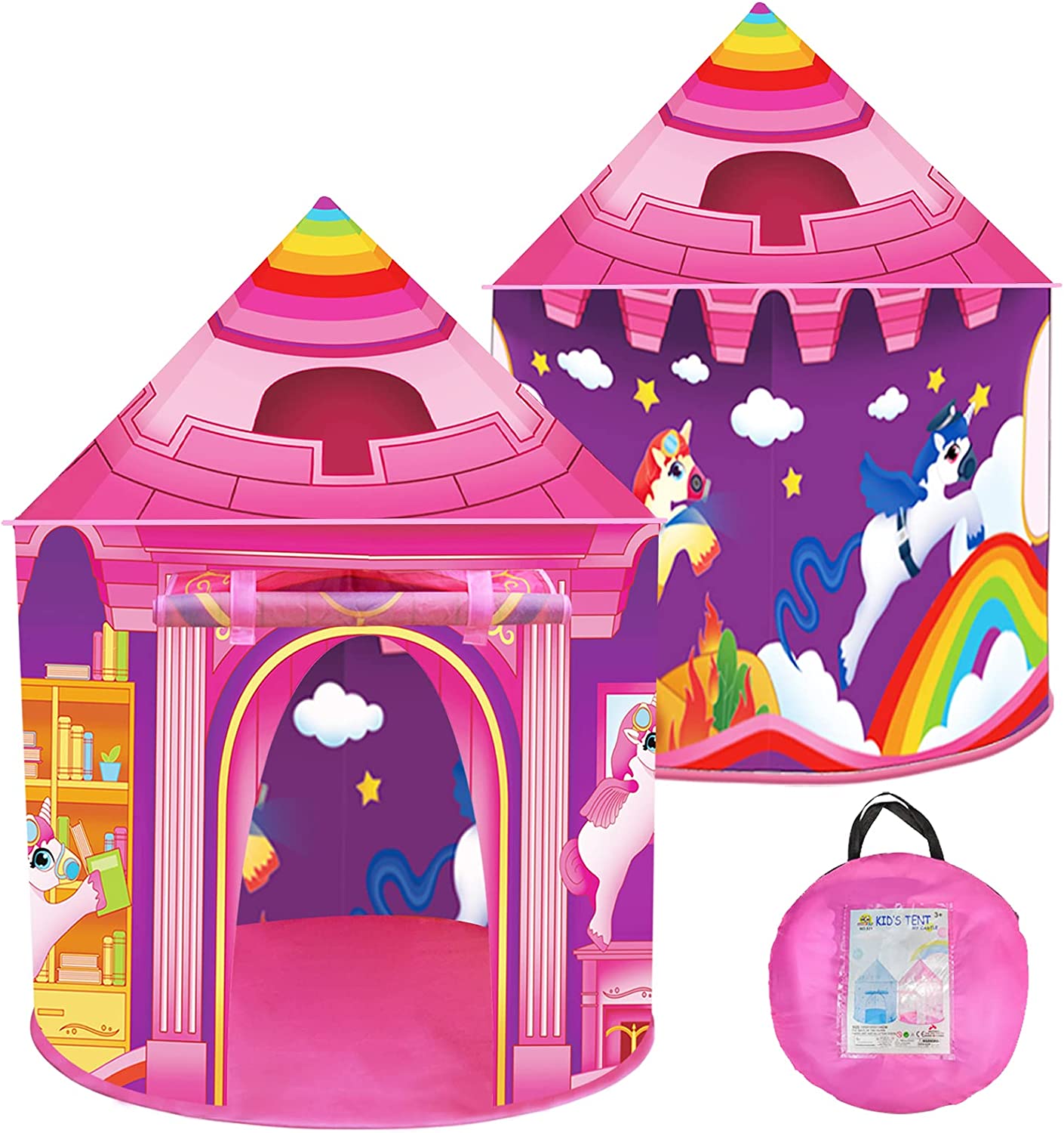 Princess Tent Girls Unicorn Large Playhouse Kids Castle Play Tent with Star Lights Gift Toy for Children Indoor and Outdoor Games
