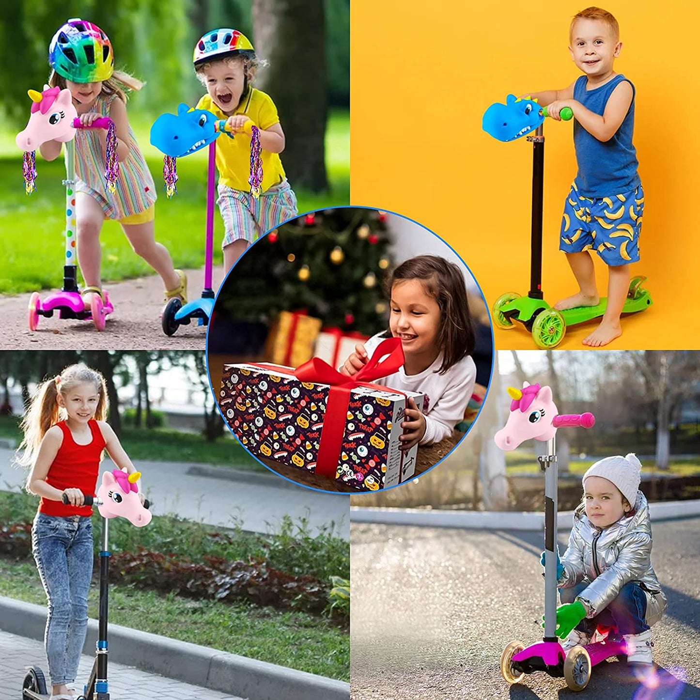 Scooter Accessories Head Toy Gifts for Toddlers Kids Girls Decoration All of T-bar Micro Mini Kick Scooter & Bike & Jump Stick,with a Pair of Streamers